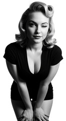 Retro Girl Portrait Blonde Hair Transparent Background Glamour Fashion