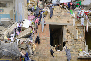 house destroyed by missile attack in Kyiv Ukraine