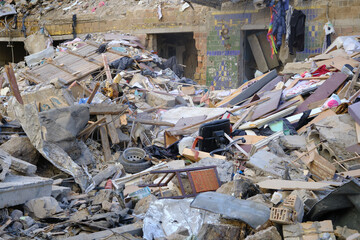 house destroyed by missile attack in Kyiv Ukraine