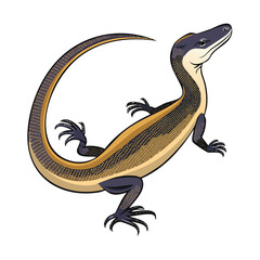 Naklejka premium Elegant Vector Illustration of a Golden Tegu Lizard on Black Background