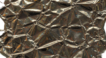 Shiny Silver Foil Metallic Crumpled Texture Surface Abstract Background