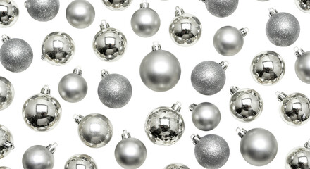 Silver Christmas Ornaments Baubles Decoration Holiday Transparent Background