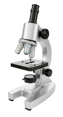 Silver Microscope 3D Rendering Isolated Biology Research Equipment
