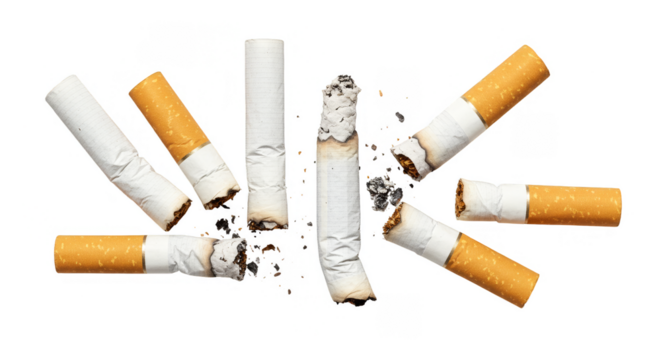 Smoked Cigarette Butts Isolated Still Life Bad Habit Tobacco Smoke