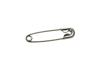 Silver safety pin isolated on transparent background