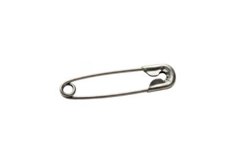 Silver safety pin isolated on transparent background