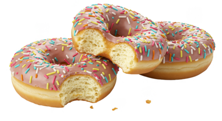 Sprinkled Pink Donuts Sweet Snack Food Pastry Dessert Transparent Background