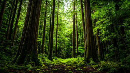 Obraz premium Dense dark forest with towerin