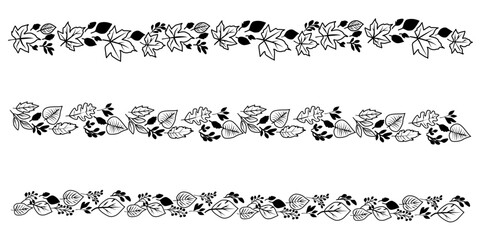 Fototapeta premium Set of Autumn Decorations. Fallen leaves decoration garland collection. Autumnal decoration elements. Vector illustration.