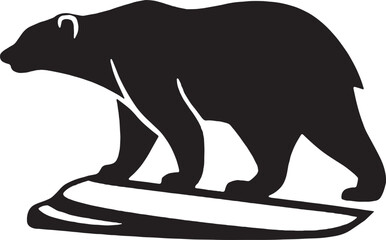 Low-profile bear silhouette in a grounded stance with realistic leg posture, ideal for animal reference or nature scenes.