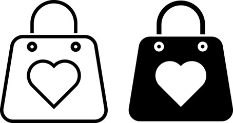 shopping bag with love or heart icon.  love store concept. symbolizing love for shopping. valentines day gifts. paper bags sign