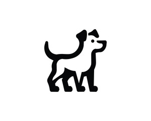 Minimalist black and white dog silhouette logo for pet care