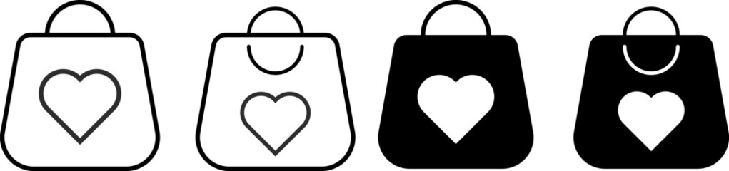 shopping bag with love or heart icon.  love store concept. symbolizing love for shopping. valentines day gifts. paper bags sign