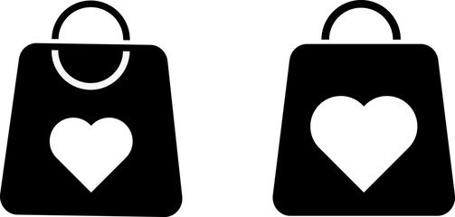 shopping bag with love or heart icon.  love store concept. symbolizing love for shopping. valentines day gifts. paper bags sign