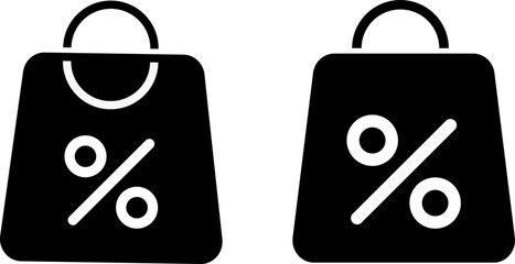 shopping bag with percentage icon set. discount symbol. symbolizing economic discount. consumer pricing. market promotion
