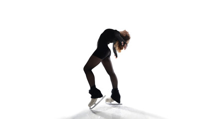 Figure skater woman on white background.