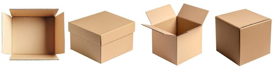 Brown Cardboard Boxes for Mockup Template isolated on a White Background
