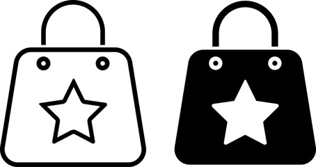 shopping bag with star icon set. Favorite shopping icons. Online Shop icons. paper bags sign. representing gift shopping at events
