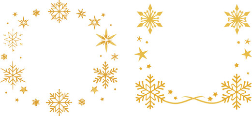 christmas border gold snowflakes and stars banner 