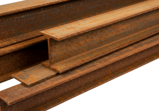 Rusty Steel Metal Beams On Transparent Background Industrial Strength