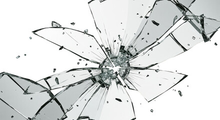 Transparent Shattered Glass Fragments Broken Sharp Pieces Illustration
