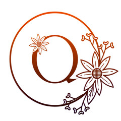Q logo abstract floral background