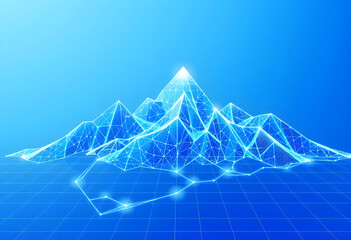 コーポレートブルーのデジタル標高グリッド背景