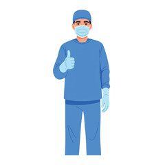 A medical professional giving a thumbs-up gesture, conveying a sense of approval or well-being. The individual is seen dressed in professional attire, emphasizing expertise and care