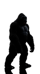 Silhouette of Gorilla Ape in Dark Transparent Background Animal Primate