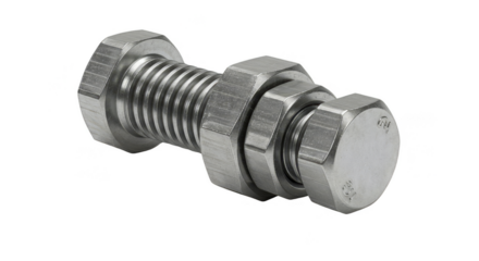 Silver Metal Bolt and Nut Hardware Transparent Background Illustration