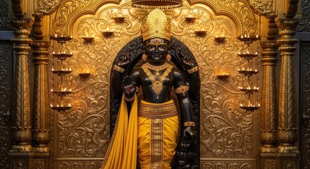 Obraz premium Dwarkadhish Photo HD 4K | Divine Murti of Lord Krishna in Dwarkadhish Temple