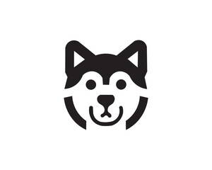 Minimalist husky dog icon for pet branding