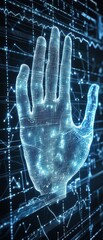 Futuristic Digital Hand with Network Connections and Data Patterns