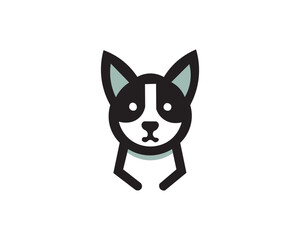 Minimalist dog face icon for pet brand and mascot logo
