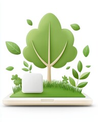 Digital Concept of Technology and Nature Merging with Green Elements