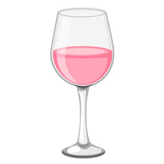 glass goblet with pink wine without background