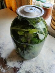 canned food, pickles in a jar