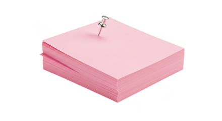 Stack of Pink Sticky Notes Paper Memo on Transparent Background