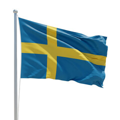Swedish Flag Waving Against Clear Sky in Transparent Background Png