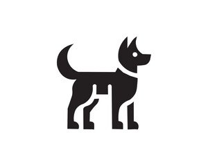 Black minimalist dog silhouette logo with standing canine profile