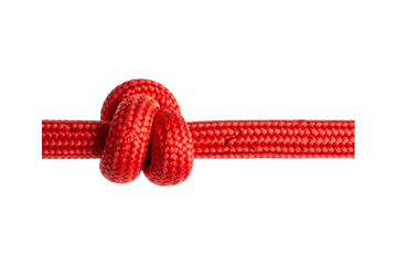 Isolated PNG of a Red Rope with a Knot Tied in the Middle Section