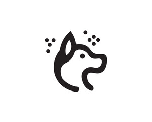 Minimalist dog head silhouette logo 