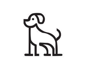 Minimalist black and white dog silhouette logo with playful sitting puppy