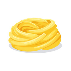 Cartoon Illustration of a Nest of Tagliatelle Pasta