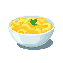 Bowl of Macaroni and Cheese with Parsley Garnish