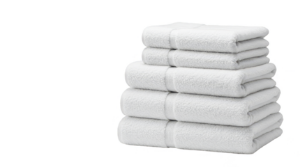 White Cotton Towel Stack Isolated Transparent 3D Rendering Background