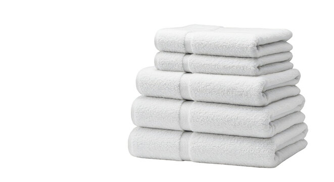 White Cotton Towel Stack Isolated Transparent 3D Rendering Background
