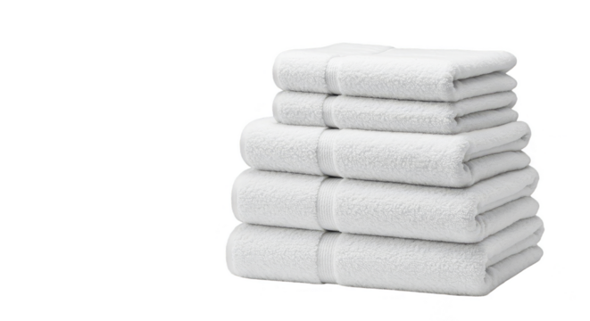 White Cotton Towel Stack Isolated Transparent 3D Rendering Background