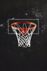 Basketball hoop net on dark background sports game