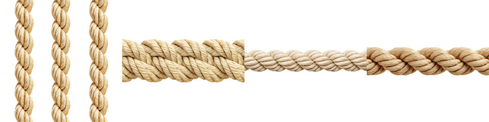 Obraz premium Set of Ropes: Nautical Texture Elements for Graphic and Design